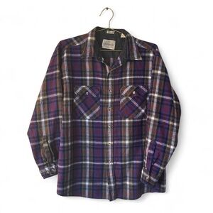 Vintage 90s Dry Goods Shugtuck Plaid Flannel Shirt – Purple & Blue – Size XL